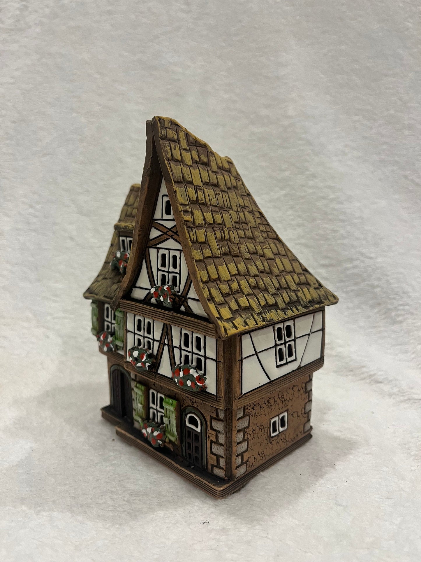 Christmas Ceramic House Art Tealight Candle Holder Room Decoration Handcrafted Collectible Miniature House A