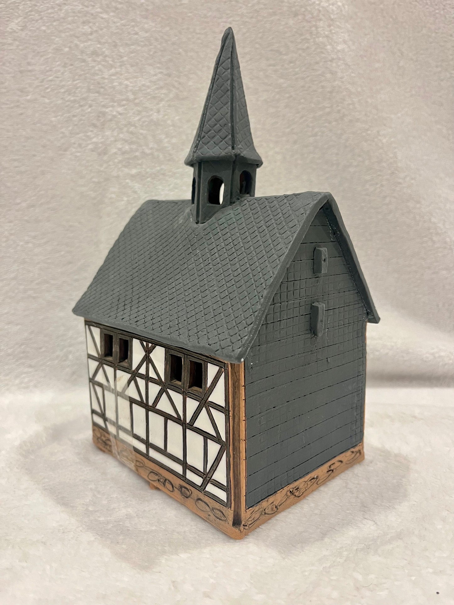 Christmas Ceramic House Art Tealight Candle Holder Room Decoration Handcrafted Collectible Miniature House (G30)
