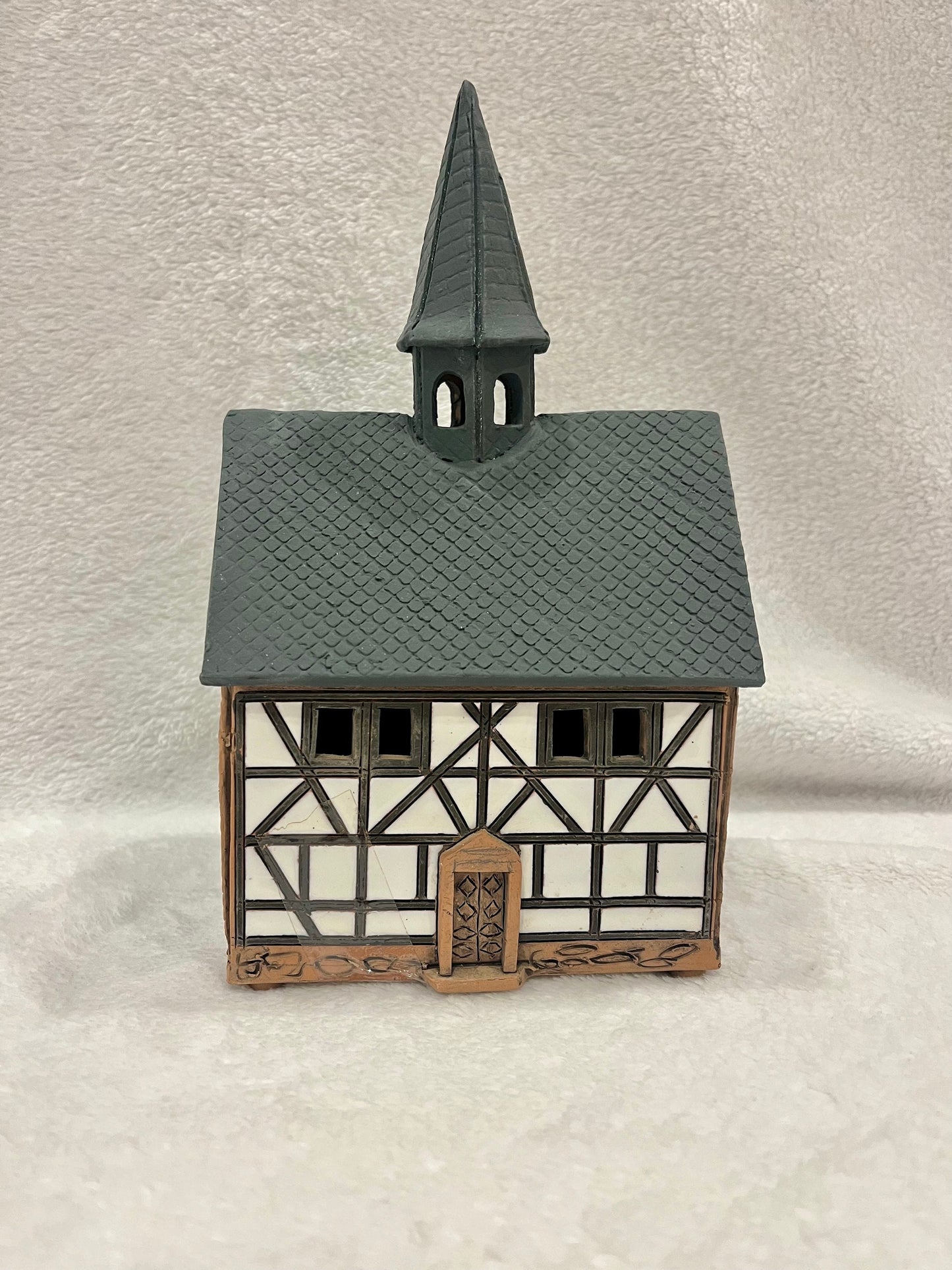 Christmas Ceramic House Art Tealight Candle Holder Room Decoration Handcrafted Collectible Miniature House (G30)