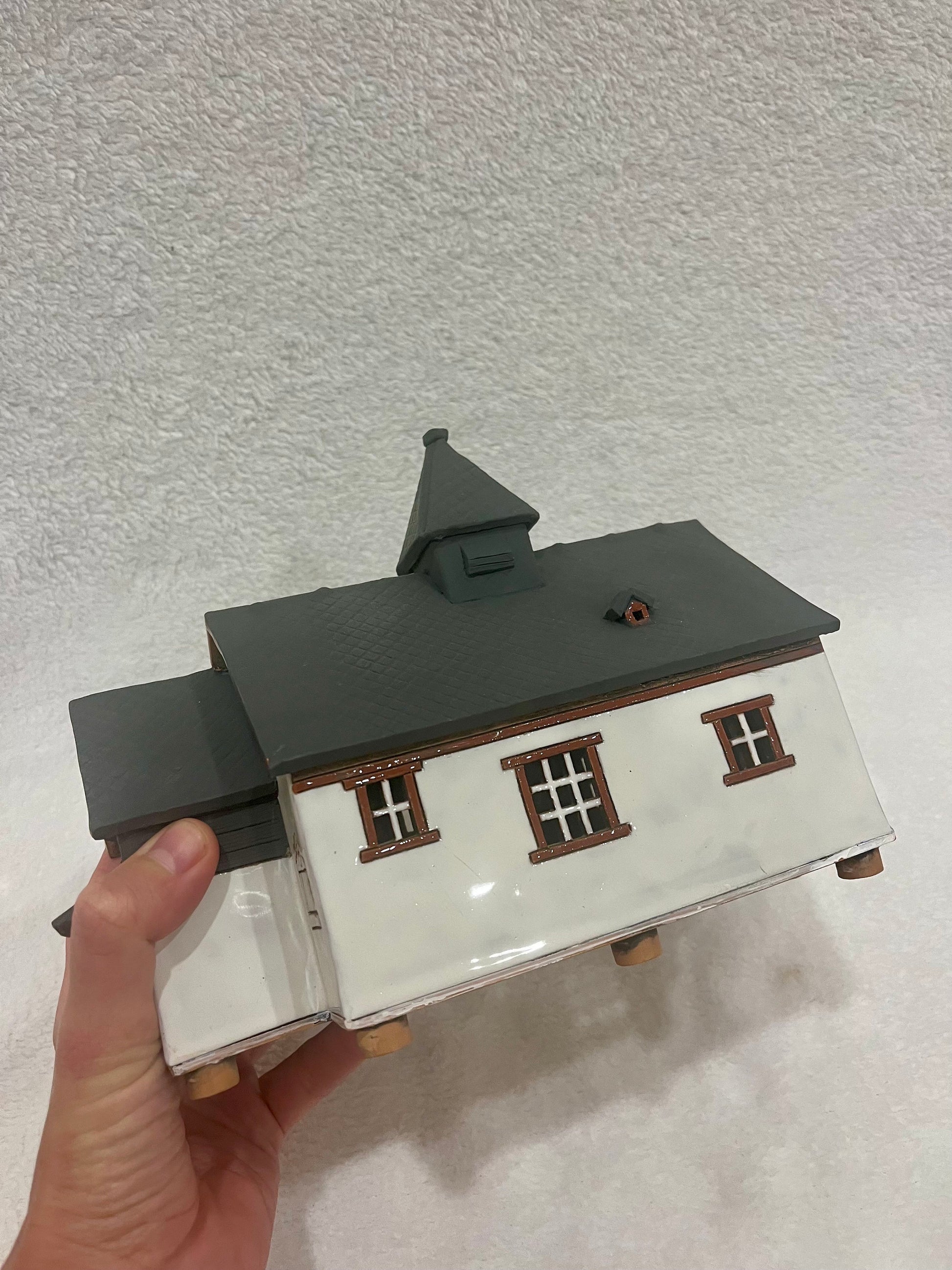 Christmas Ceramic House Art Tealight Candle Holder Room Decoration Handcrafted Collectible Miniature House GC68