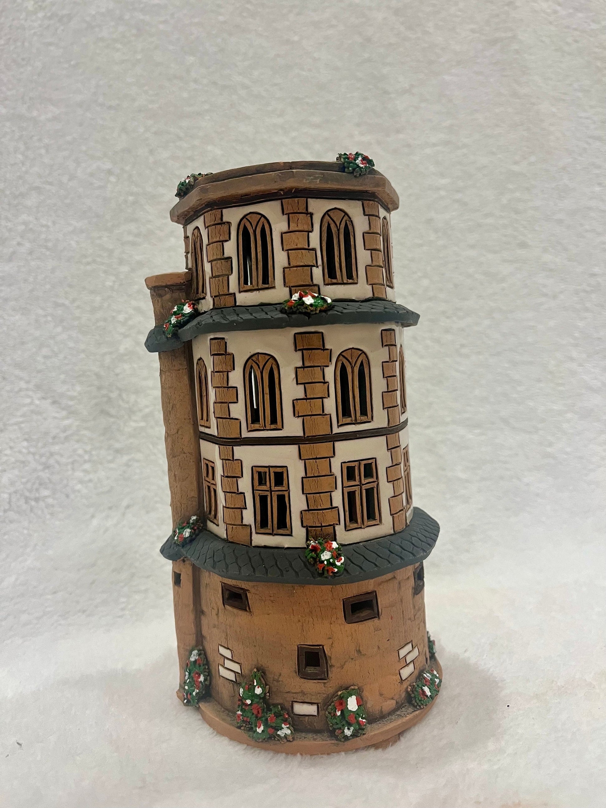 Christmas Ceramic House Art Tealight Candle Holder Room Decoration Handcrafted Collectible Miniature House GB50-3