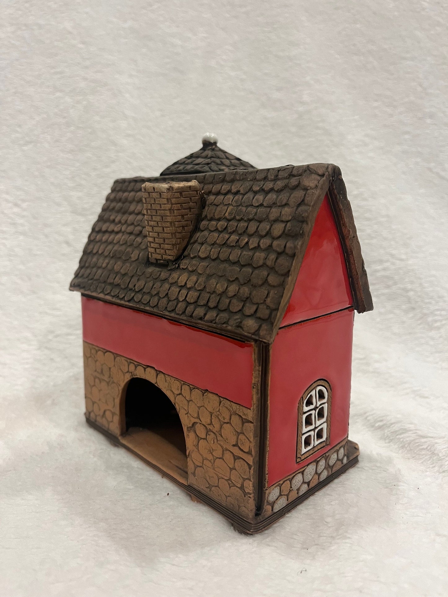 Christmas Ceramic House Art Tealight Candle Holder Room Decoration Handcrafted Collectible Miniature House B122