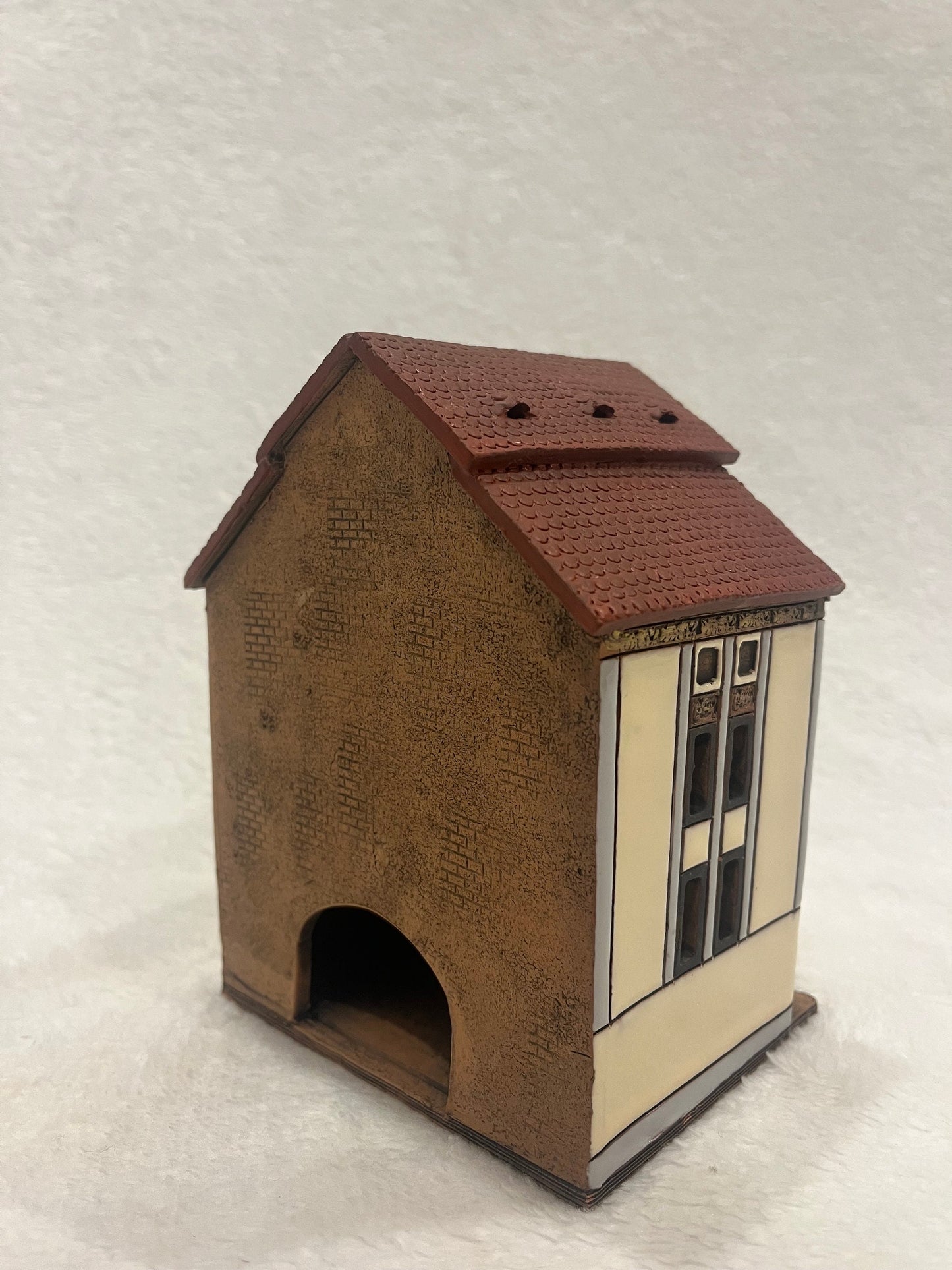 Christmas Ceramic House Art Tealight Candle Holder Room Decoration Handcrafted Collectible Miniature House B29