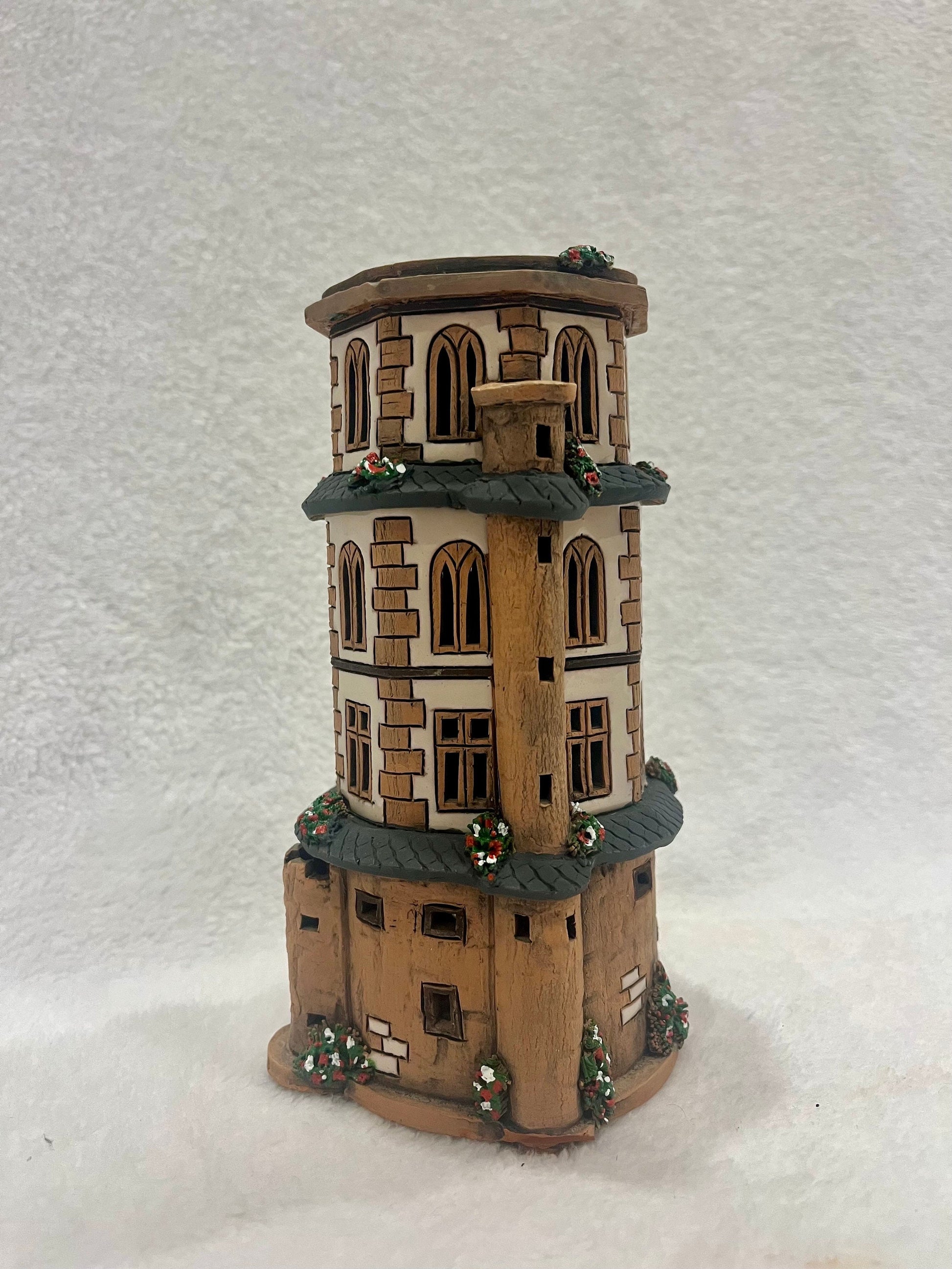 Christmas Ceramic House Art Tealight Candle Holder Room Decoration Handcrafted Collectible Miniature House GB50-3