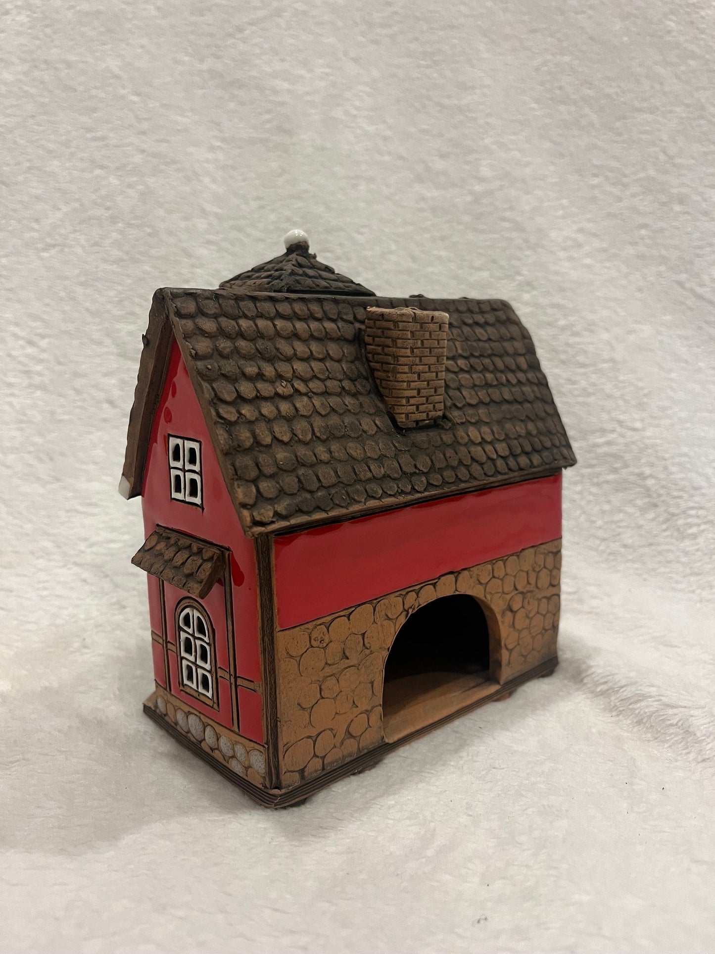 Christmas Ceramic House Art Tealight Candle Holder Room Decoration Handcrafted Collectible Miniature House B122