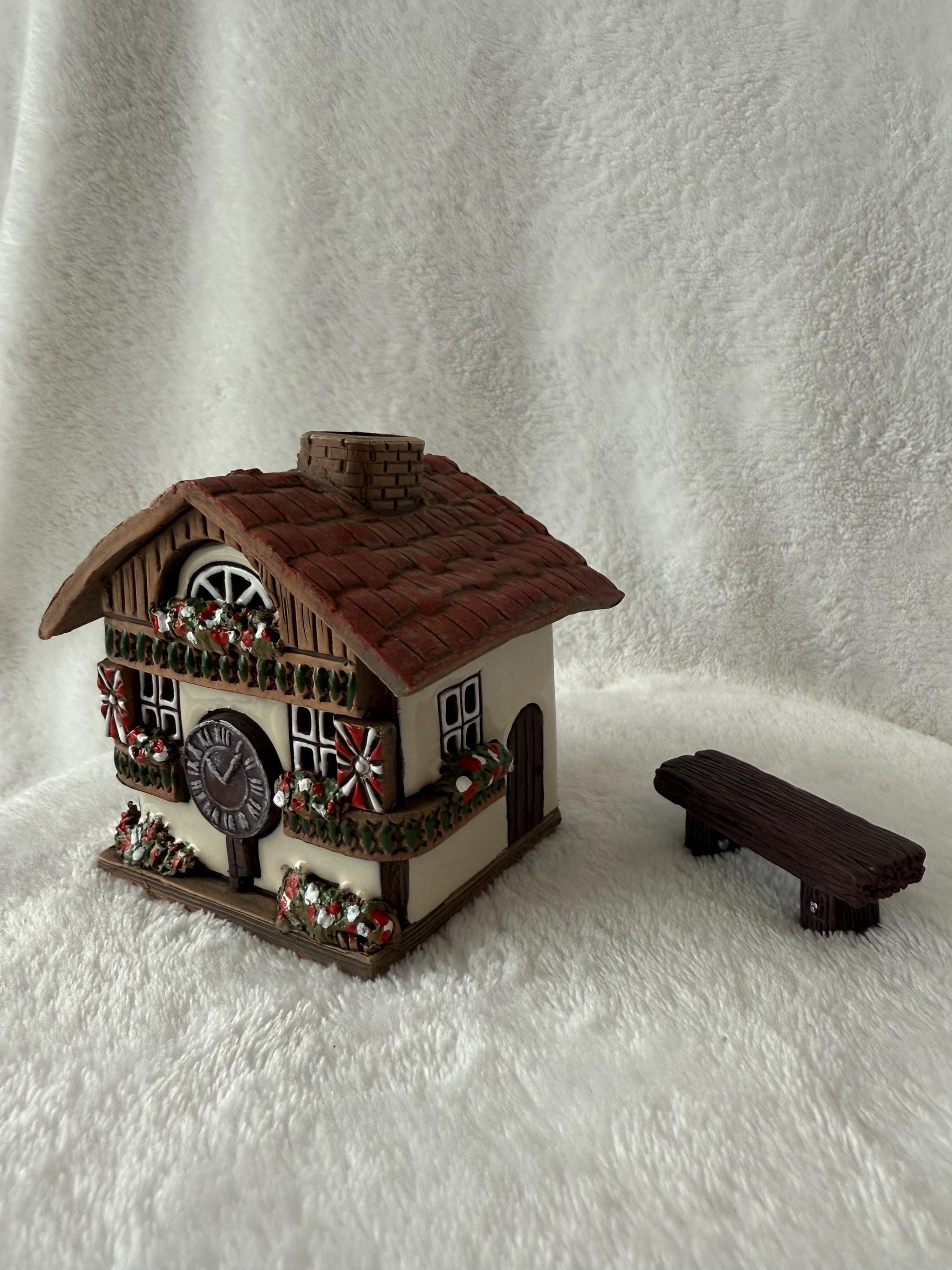 Christmas Ceramic House Collection - Handmade Collectible Miniature, Candle Holder, Room Decoration, Home Decor