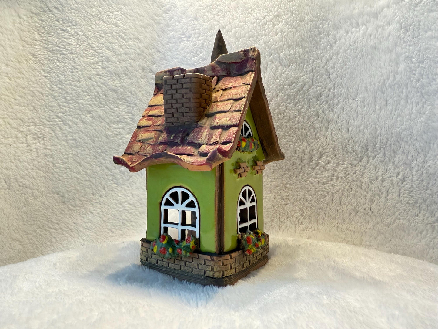 Christmas Ceramic House Collection - Handmade Collectible Miniature, Candle Holder, Room Decoration, Home Decor
