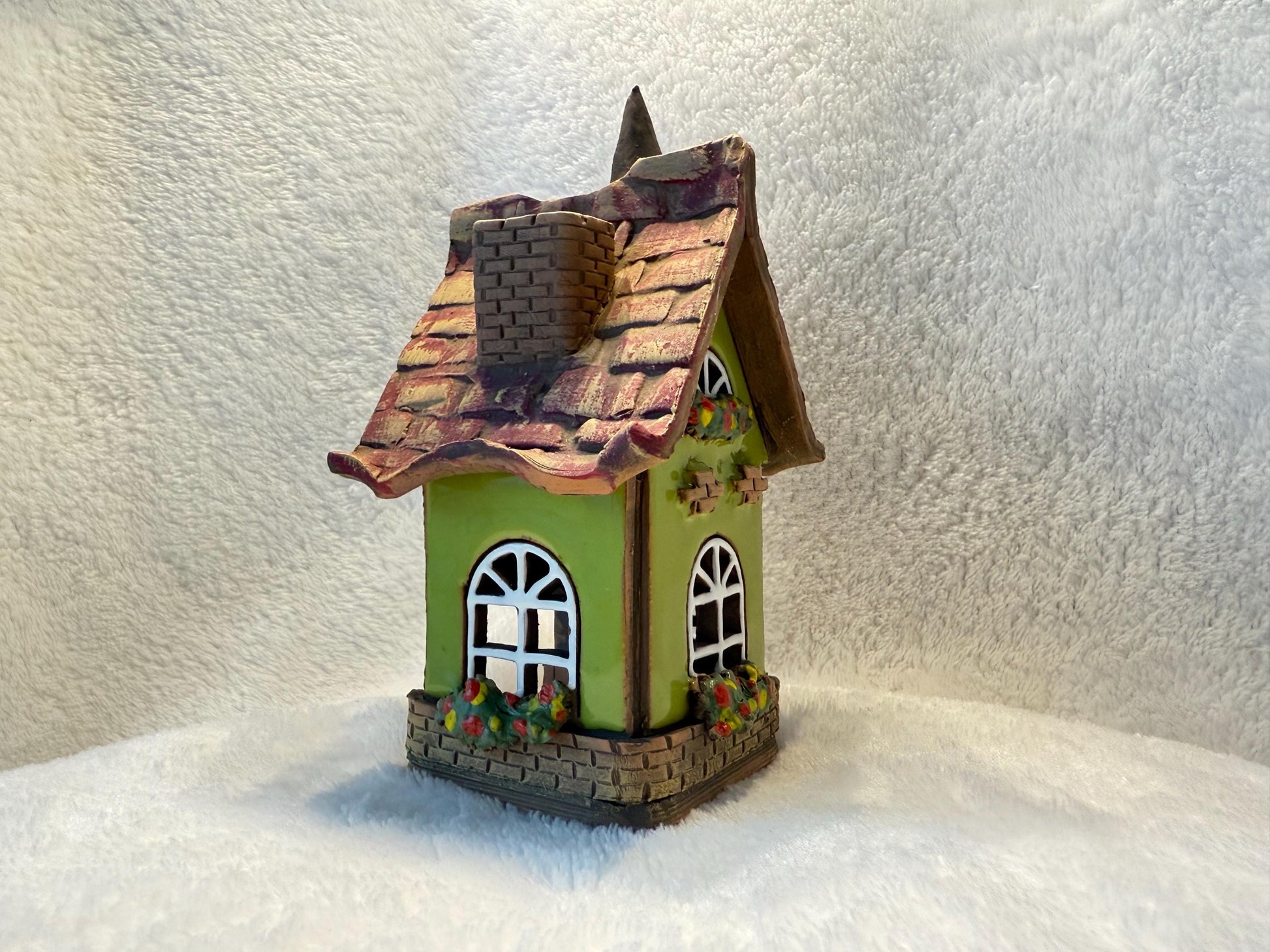 Christmas Ceramic House Collection - Handmade Collectible Miniature, Candle Holder, Room Decoration, Home Decor