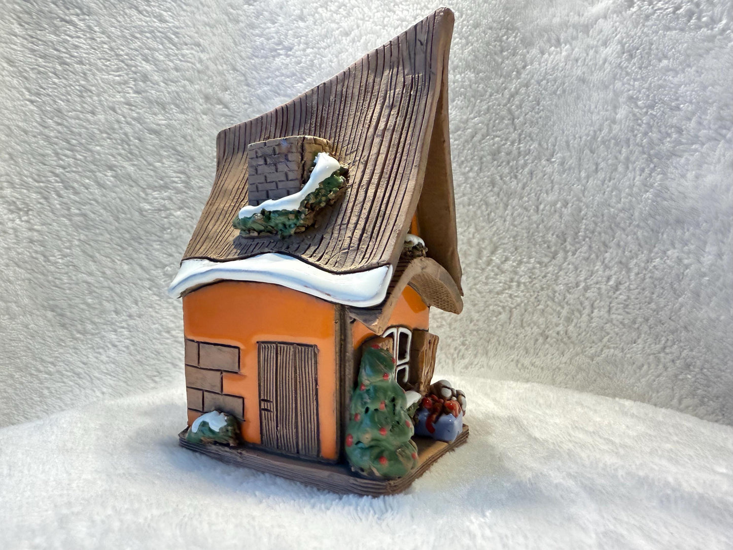 Christmas Ceramic House Collection - Handmade Collectible Miniature, Candle Holder, Room Decoration, Home Decor
