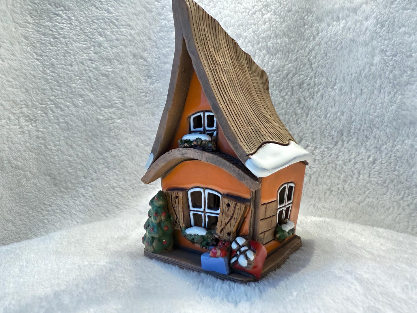 Christmas Ceramic House Collection - Handmade Collectible Miniature, Candle Holder, Room Decoration, Home Decor
