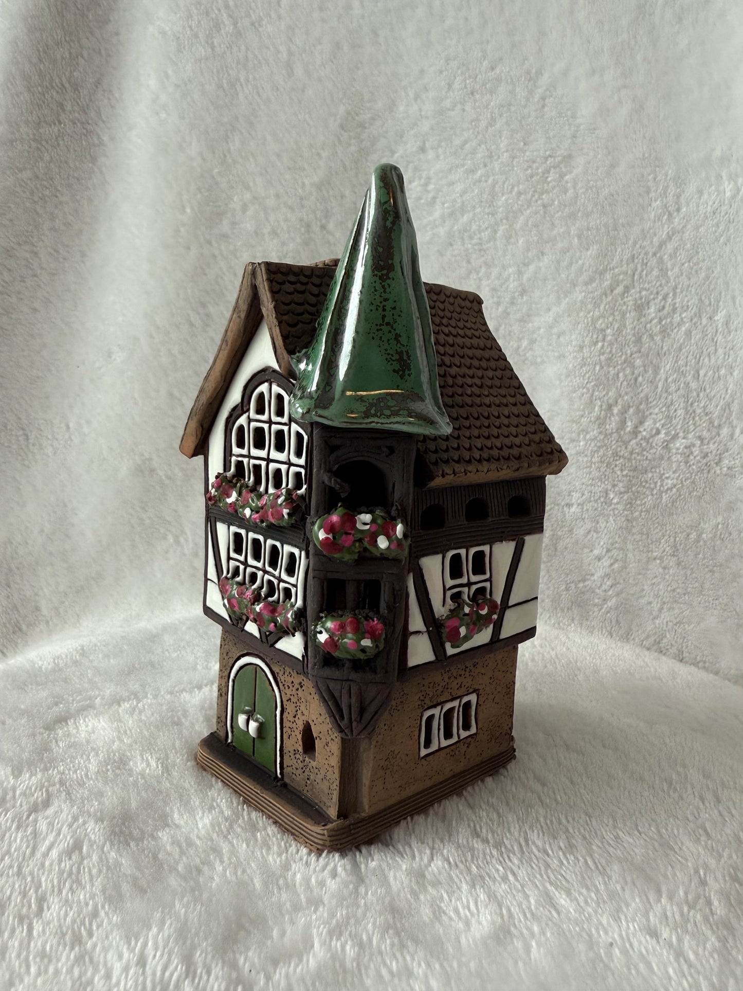 Christmas Ceramic House Collection - Handmade Collectible Miniature, Candle Holder, Room Decoration, Home Decor (R86)