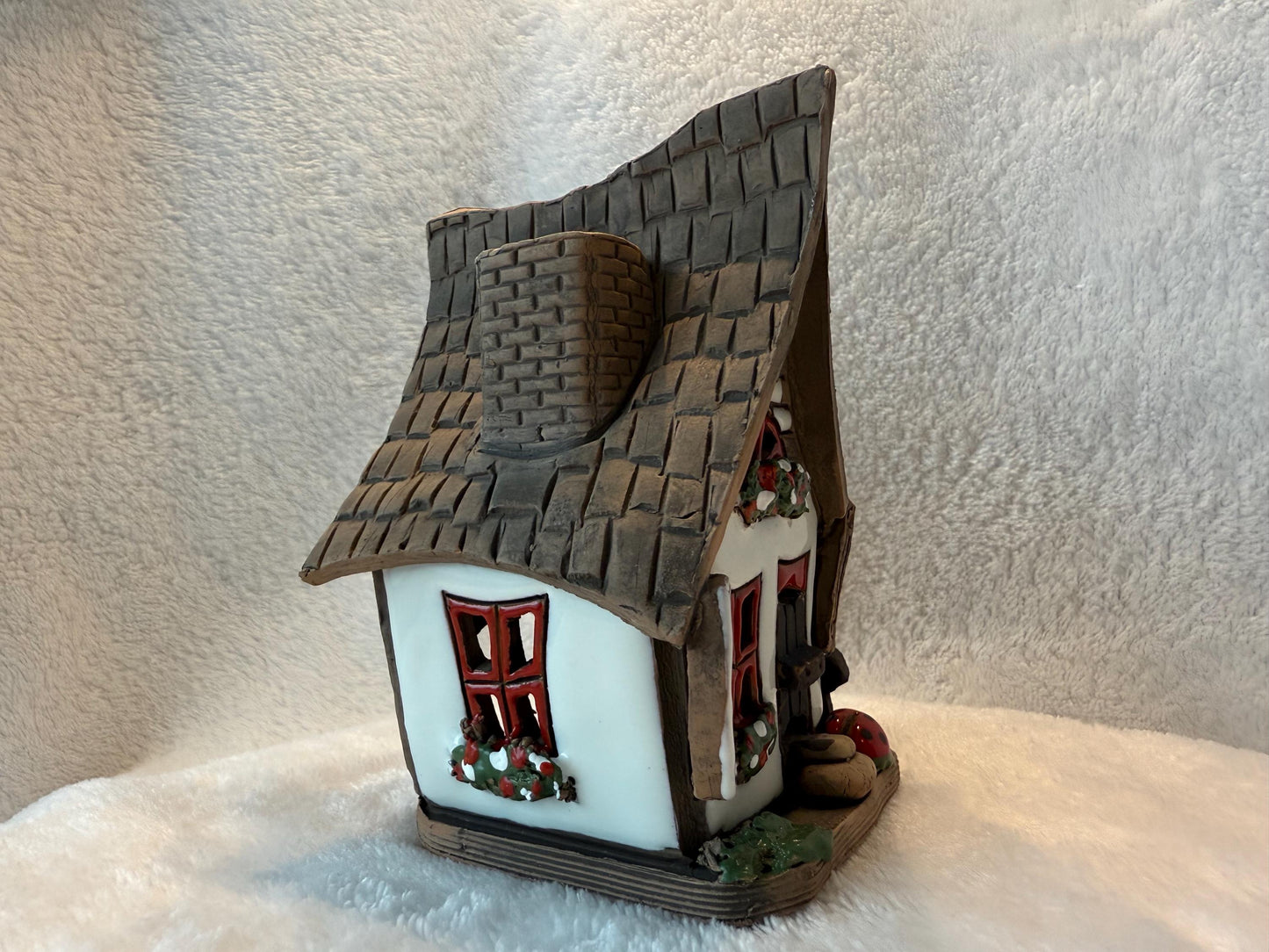 Christmas Ceramic House Collection - Handmade Collectible Miniature, Candle Holder, Room Decoration, Home Decor