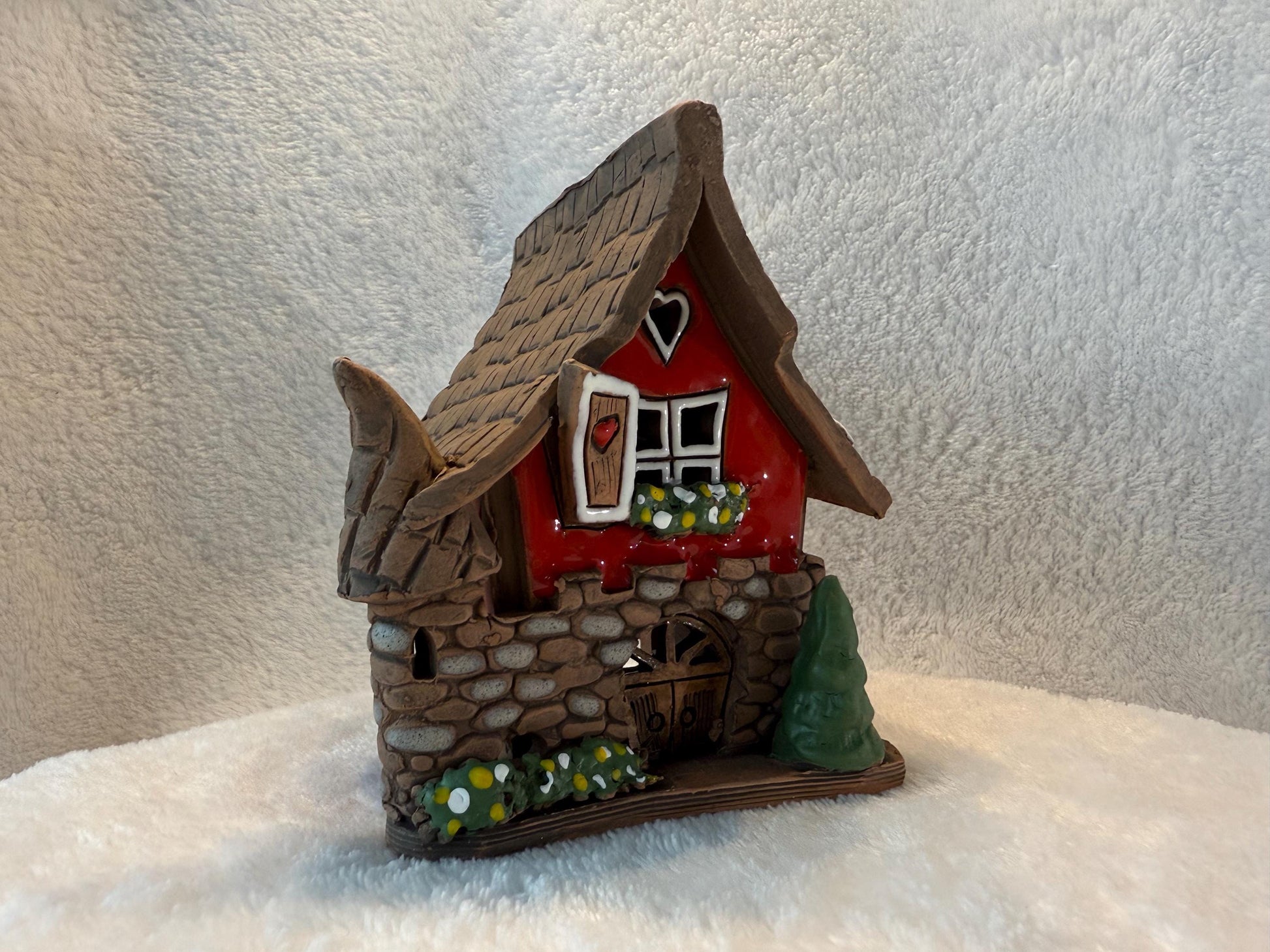 Christmas Ceramic House Collection - Handmade Collectible Miniature, Candle Holder, Room Decoration, Home Decor