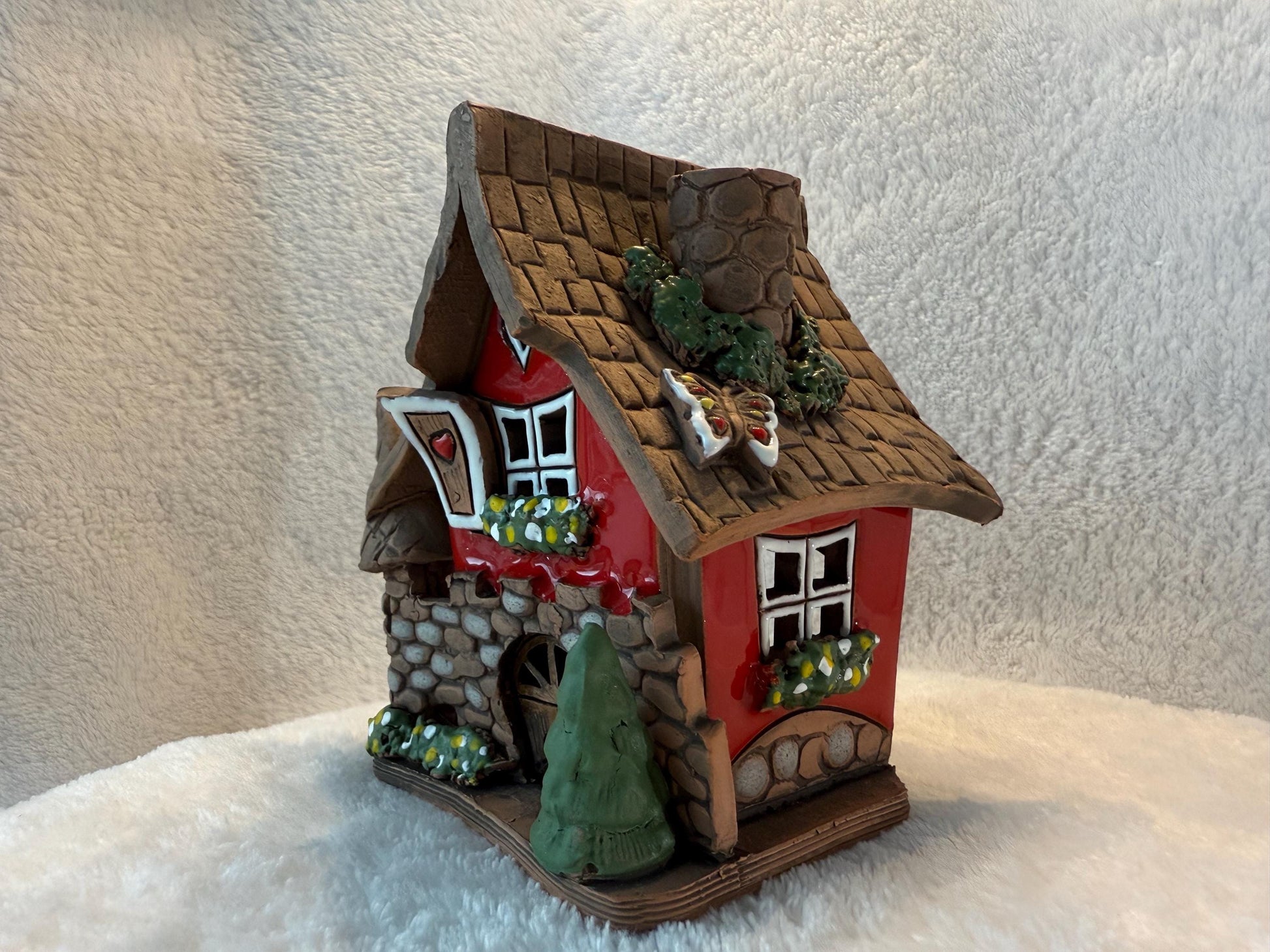 Christmas Ceramic House Collection - Handmade Collectible Miniature, Candle Holder, Room Decoration, Home Decor
