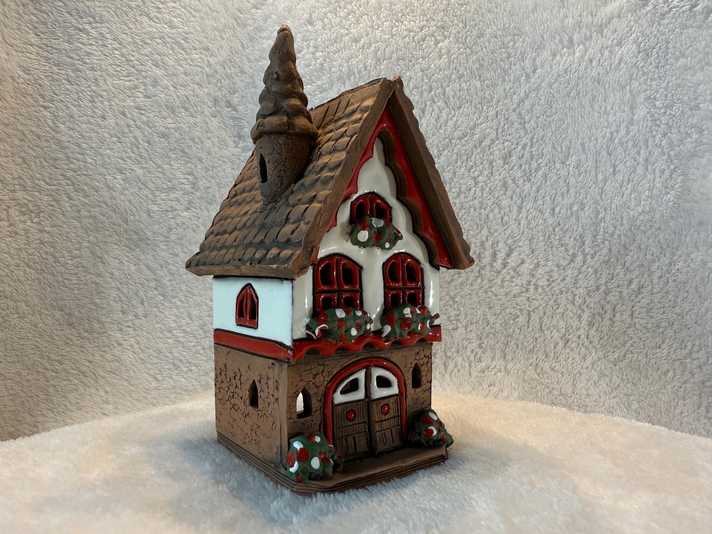 Christmas Ceramic House Collection - Handmade Collectible Miniature, Candle Holder, Room Decoration, Home Decor