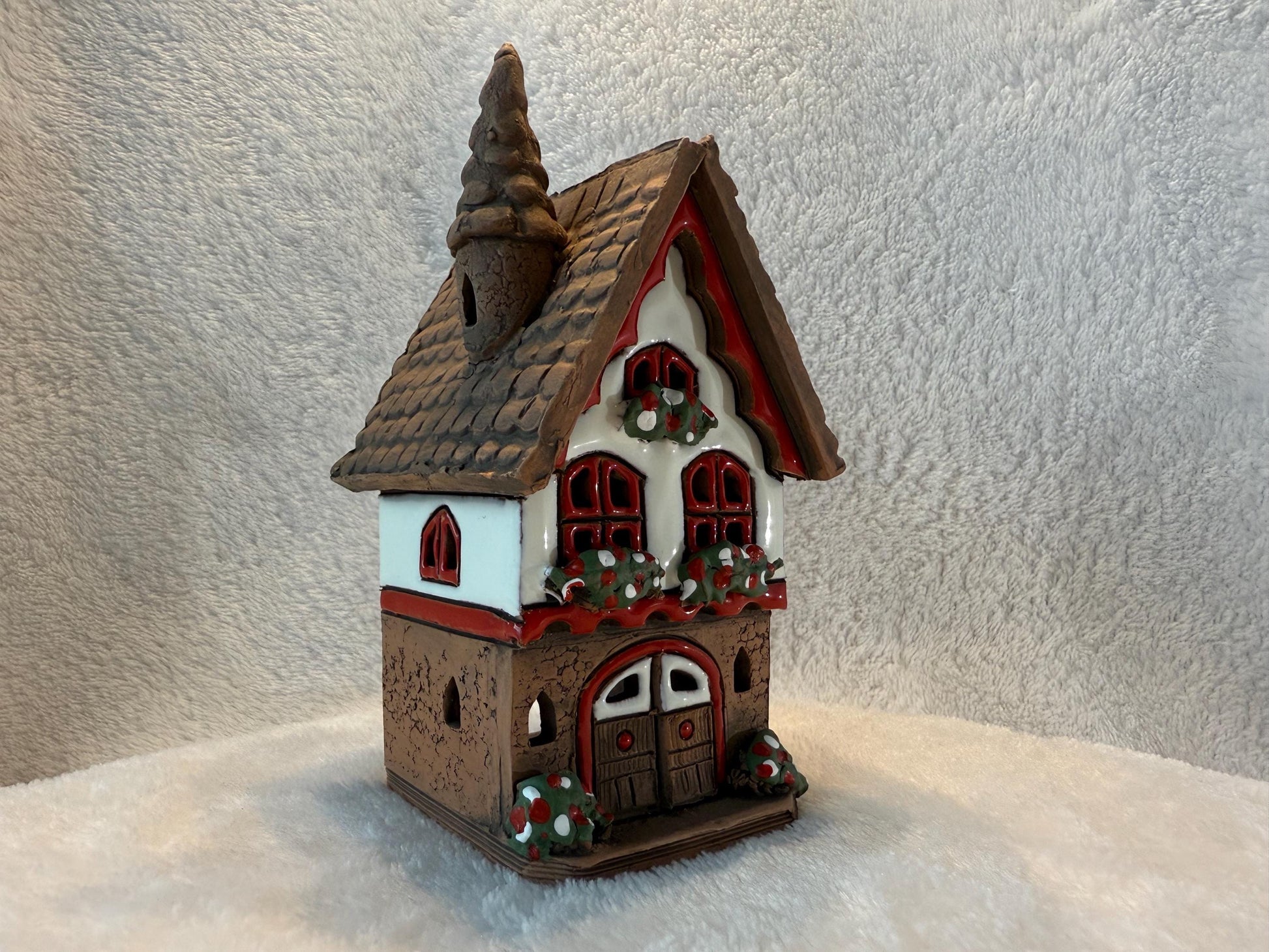 Christmas Ceramic House Collection - Handmade Collectible Miniature, Candle Holder, Room Decoration, Home Decor