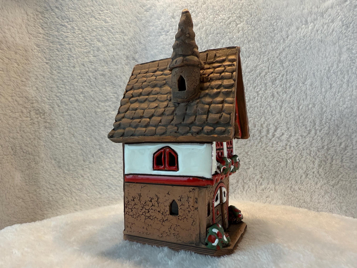 Christmas Ceramic House Collection - Handmade Collectible Miniature, Candle Holder, Room Decoration, Home Decor
