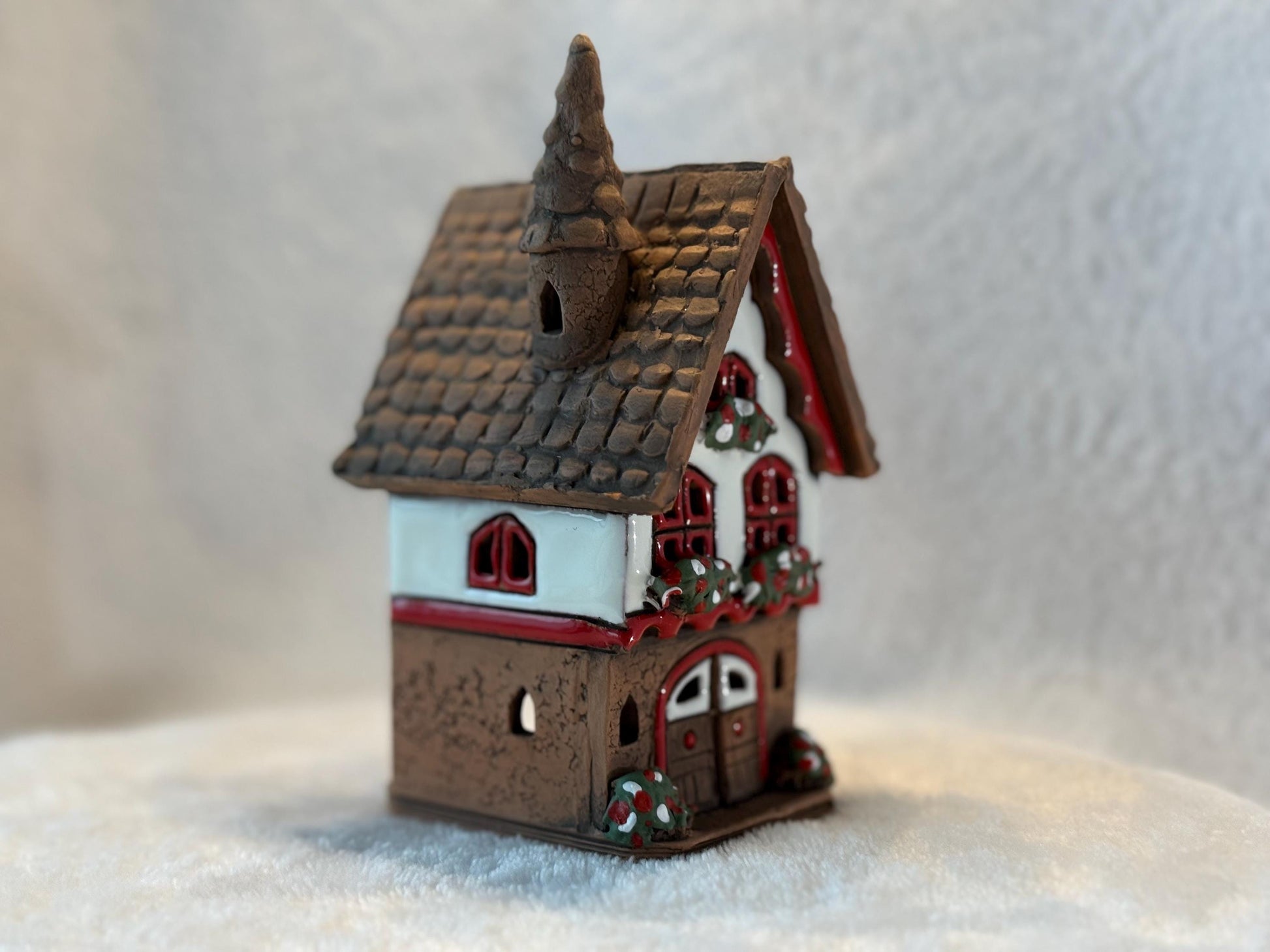 Christmas Ceramic House Collection - Handmade Collectible Miniature, Candle Holder, Room Decoration, Home Decor