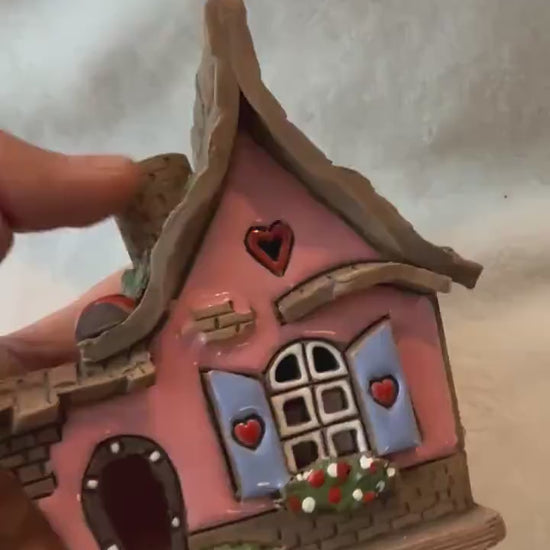 Christmas Ceramic House Collection - Handmade Collectible Miniature, Candle Holder, Room Decoration, Home Decor