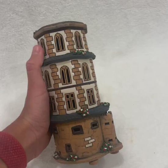 Christmas Ceramic House Art Tealight Candle Holder Room Decoration Handcrafted Collectible Miniature House GB50-3