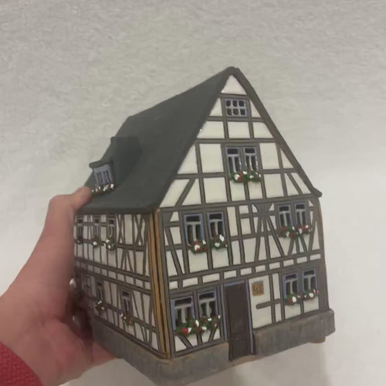 Christmas Ceramic House Art Tealight Candle Holder Room Decoration Handcrafted Collectible Miniature House GC151