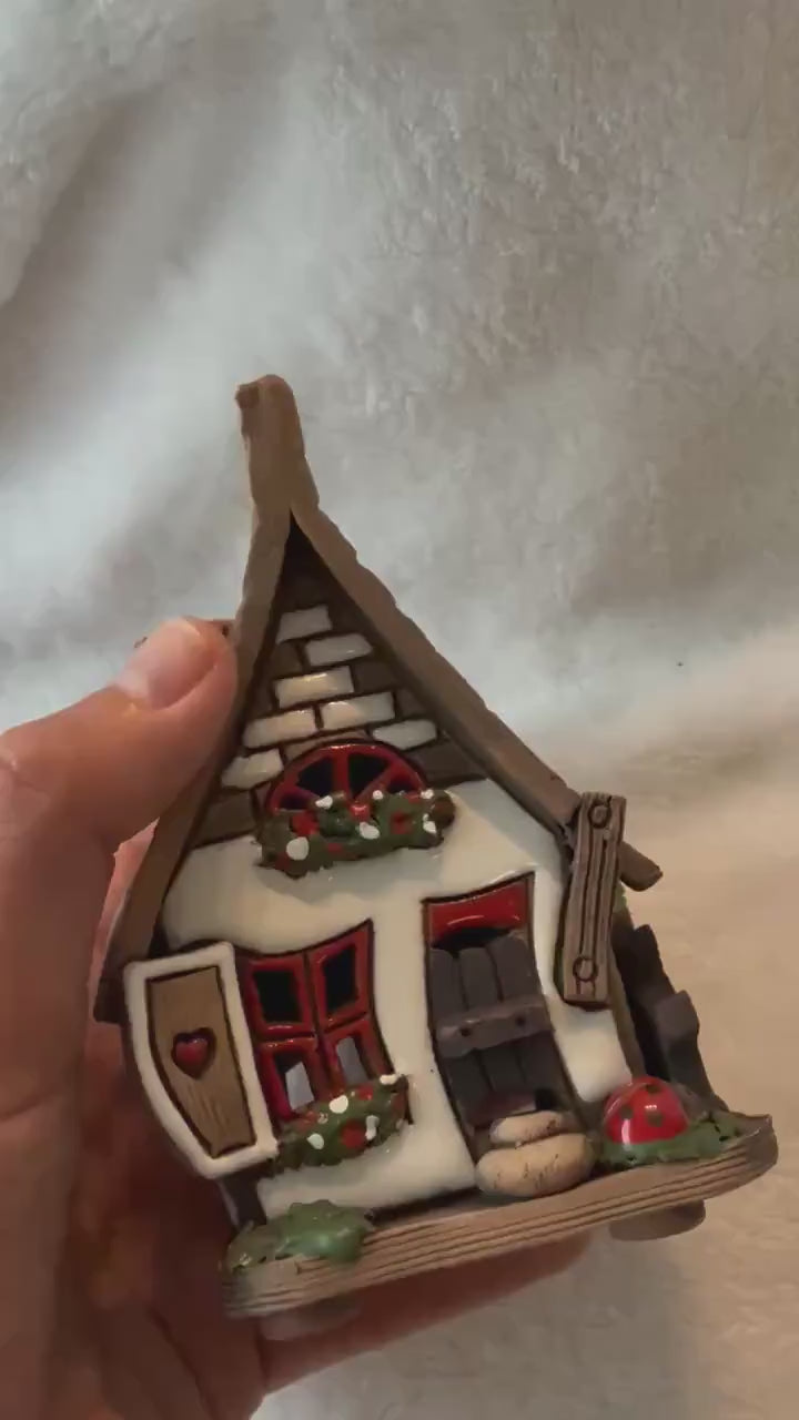Christmas Ceramic House Collection - Handmade Collectible Miniature, Candle Holder, Room Decoration, Home Decor
