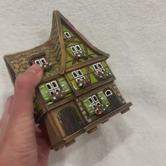 Christmas Ceramic House Art Tealight Candle Holder Room Decoration Handcrafted Collectible Miniature House B35