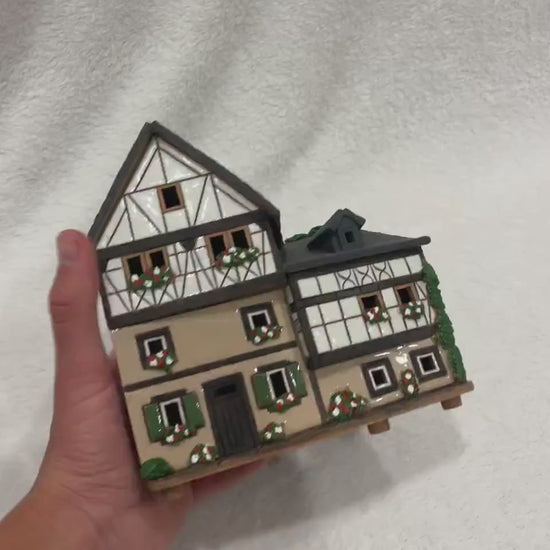 Christmas Ceramic House Art Tealight Candle Holder Room Decoration Handcrafted Collectible Miniature House G216
