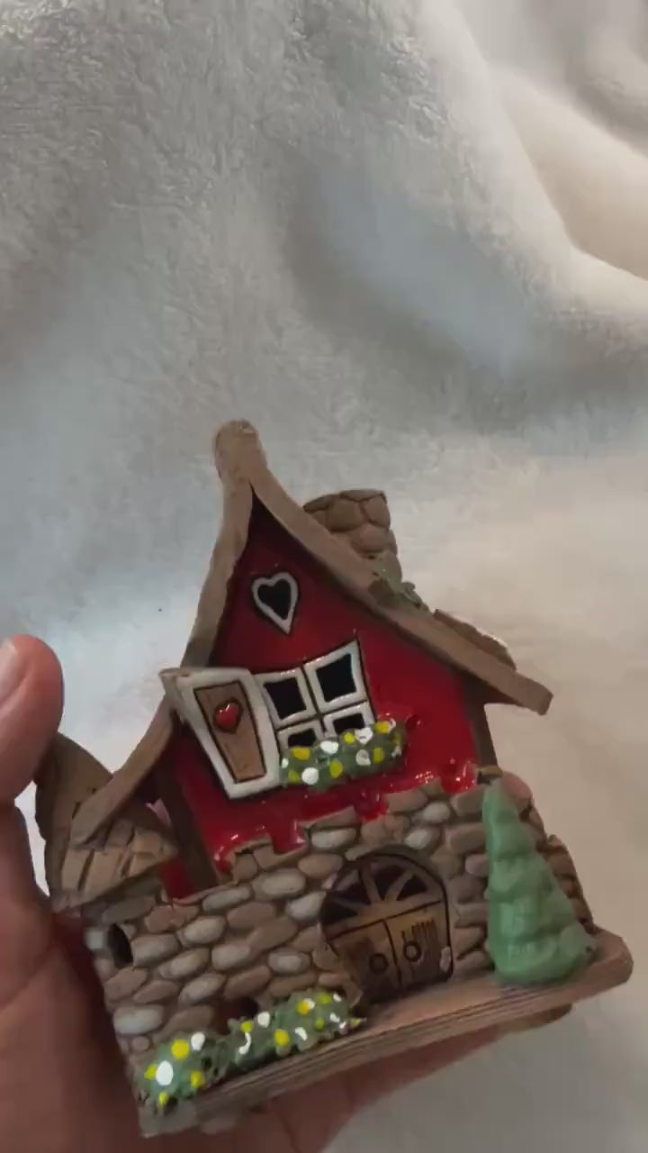 Christmas Ceramic House Collection - Handmade Collectible Miniature, Candle Holder, Room Decoration, Home Decor