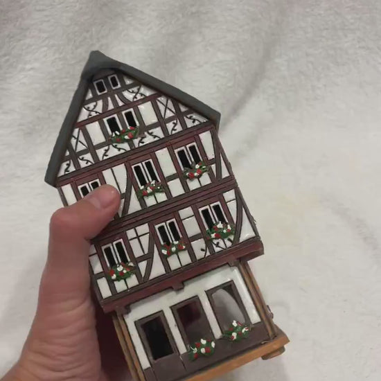 Christmas Ceramic House Art Tealight Candle Holder Room Decoration Handcrafted Collectible Miniature House G216